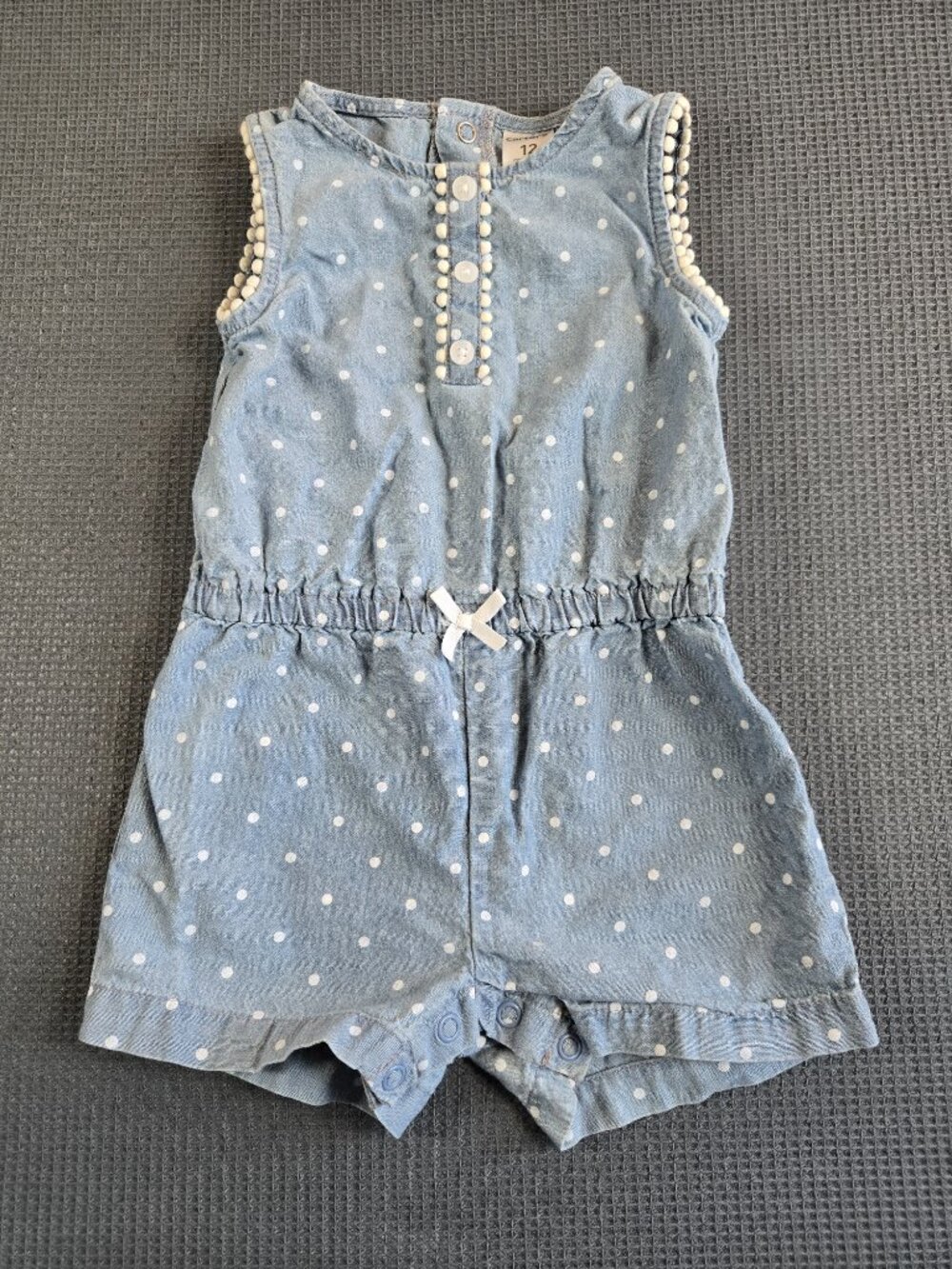 Carter's Chambray Polka Dot Romper Baby Girl 12 Months